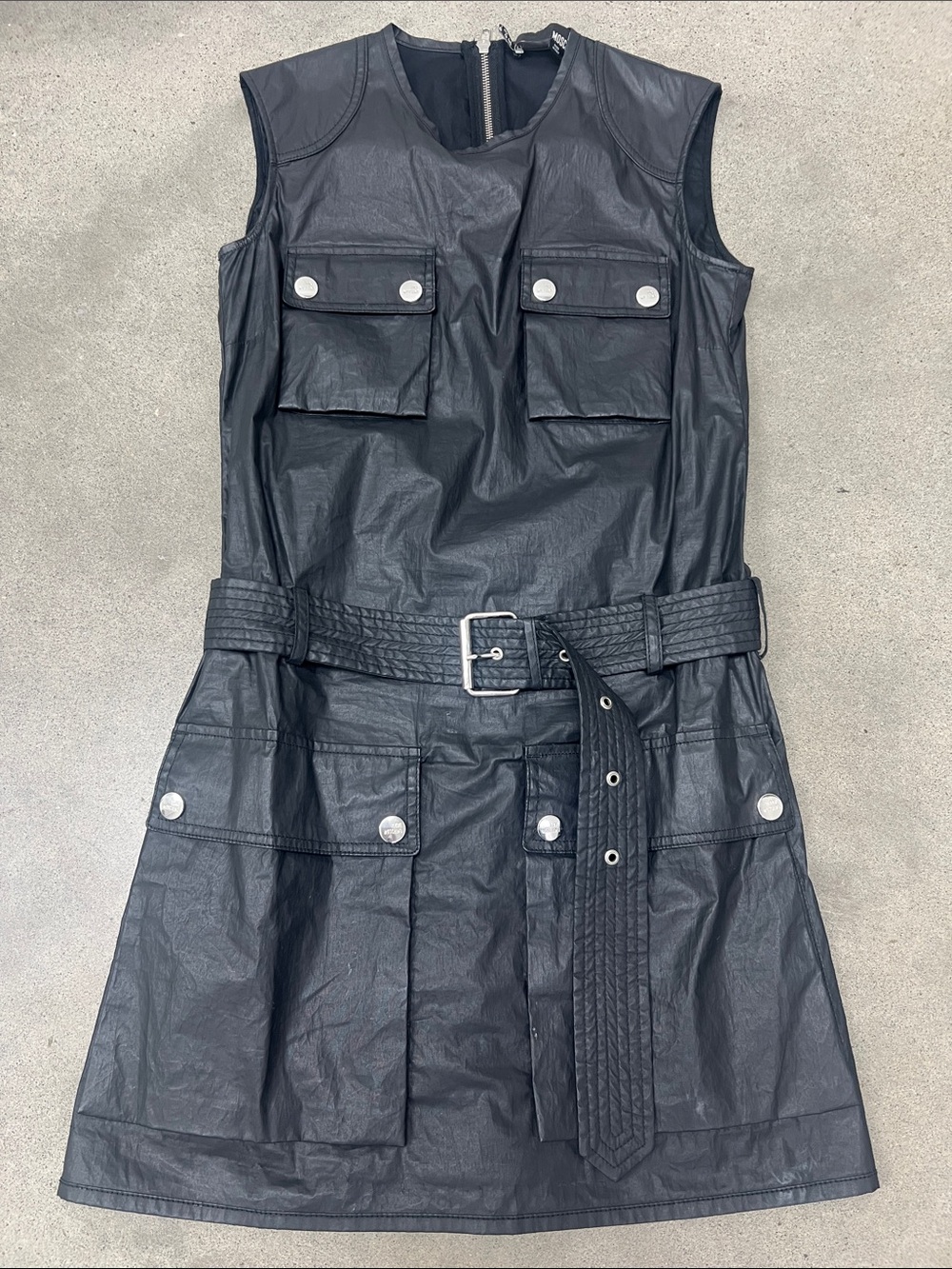Love Moschino Black Sleeveless Utility Midi Dress with Belt
